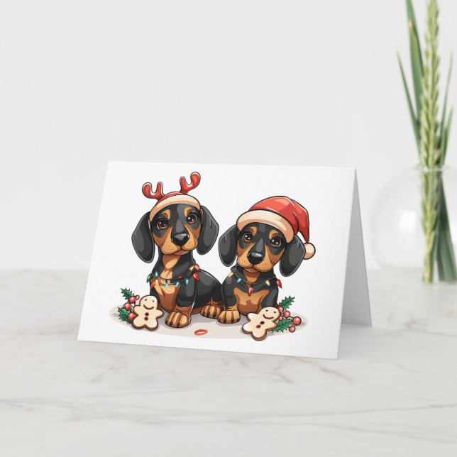 Feliz Navidad Perros Dachshund (Anverso)