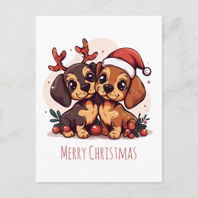 Feliz Navidad Perros Dachshund (Anverso)