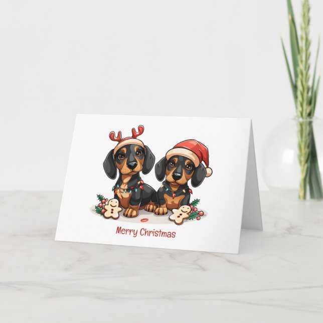 Feliz Navidad Perros Dachshund (Anverso)