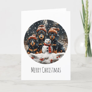 Feliz Navidad Perros Dachshund Muñeco de Nieve