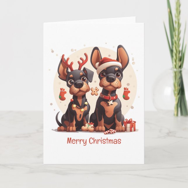 Feliz Navidad Perros Dobermann (Anverso)