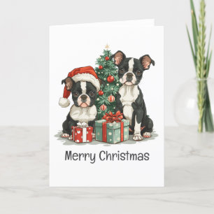 Feliz Navidad Perros Terrier de Boston
