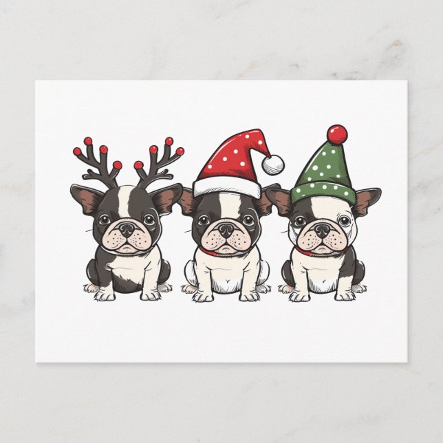 Feliz Navidad Perros Terrier de Boston (Anverso)
