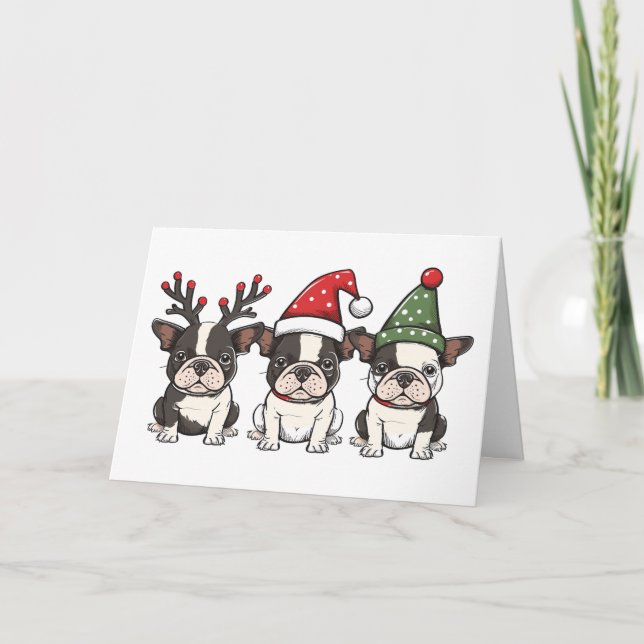 Feliz Navidad Perros Terrier de Boston (Anverso)
