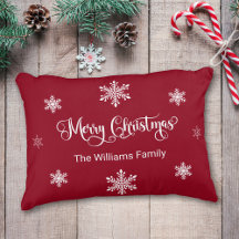Feliz Navidad Personalizada Almohada de Acento Roj