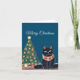 Feliz Navidad personalizada Gato negro enojado 