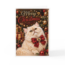 Feliz Navidad personalizada Gato Persa Plegado Ho