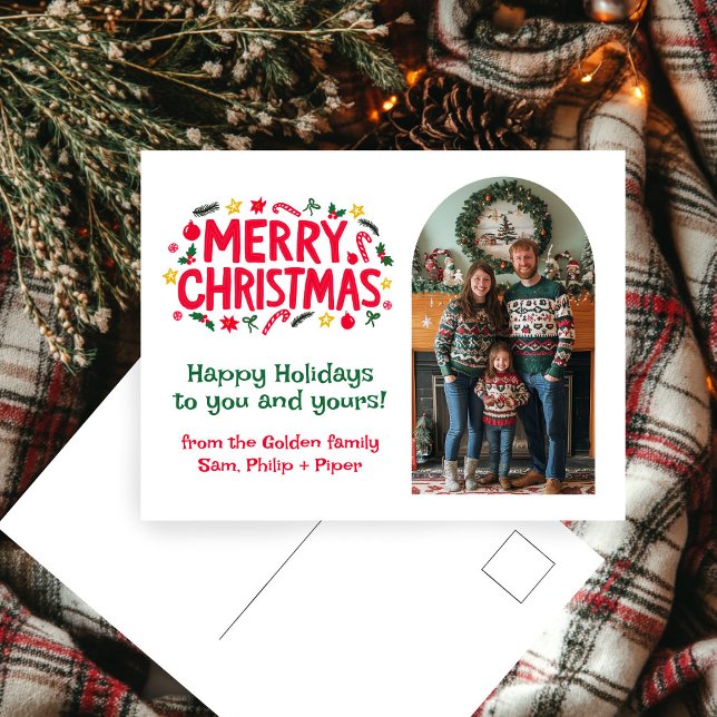 FELIZ NAVIDAD PERSONALIZADO Arch FOTOS navideñas (MERRY CHRISTMAS CUSTOM Arch PHOTO Xmas Holiday Postcard
)