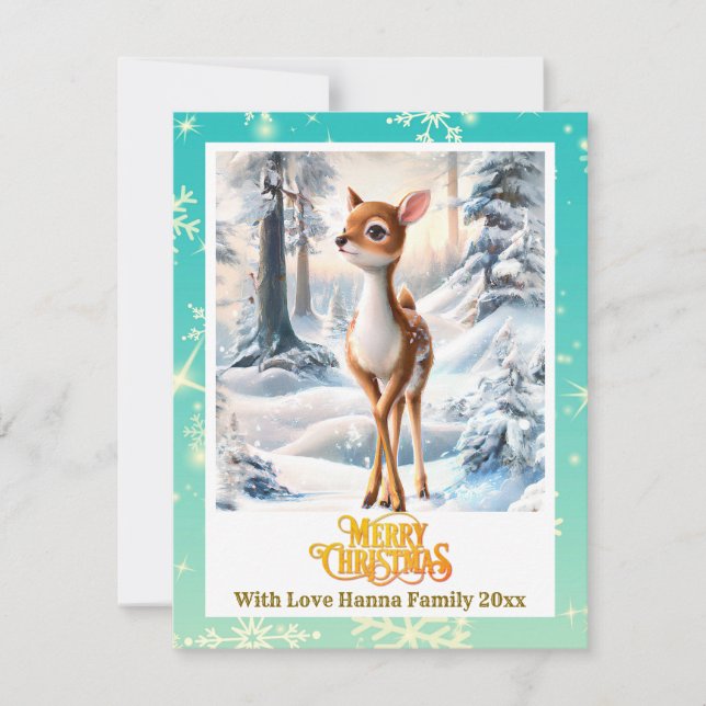 Feliz Navidad Personalizado Ciervo Bebé Lindo (Anverso)