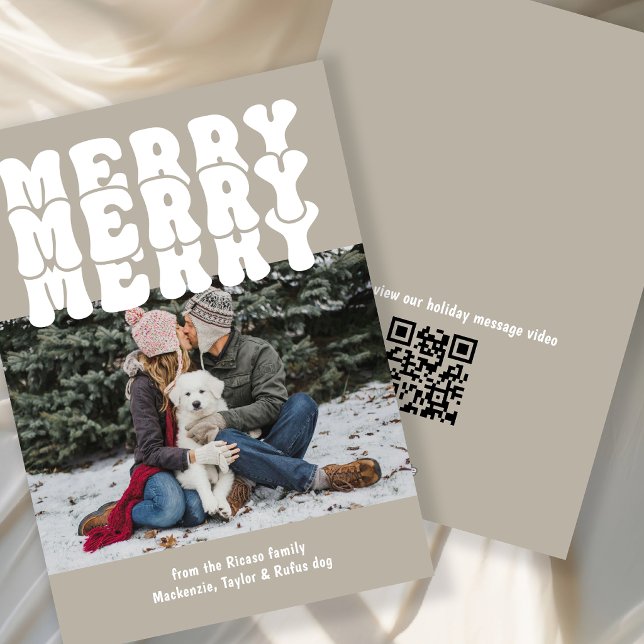 Feliz Navidad Personalizado Con Tu Foto Texto (Merry Christmas Personalized With Your Own Text Holiday Card by Ricaso. Interactive QR code on back)