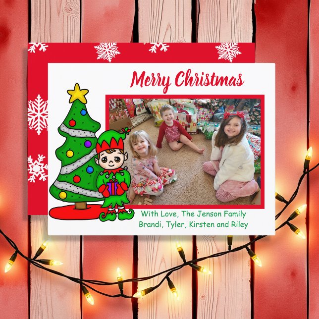 Feliz Navidad, Personalizado Elf, tarjeta fotográf (Subido por el creador)