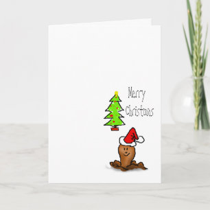 Feliz Navidad personalizado gusano frente al árbol