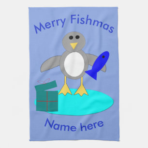 Feliz Navidad Pesca con toalla de Personalizado pi