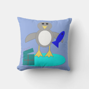 Feliz Navidad Pesca Pingüino Almohada al aire libr