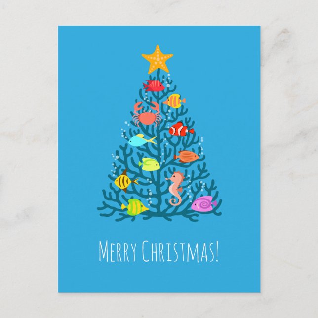 Feliz Navidad Pescado tropical submarino de coral (Anverso)