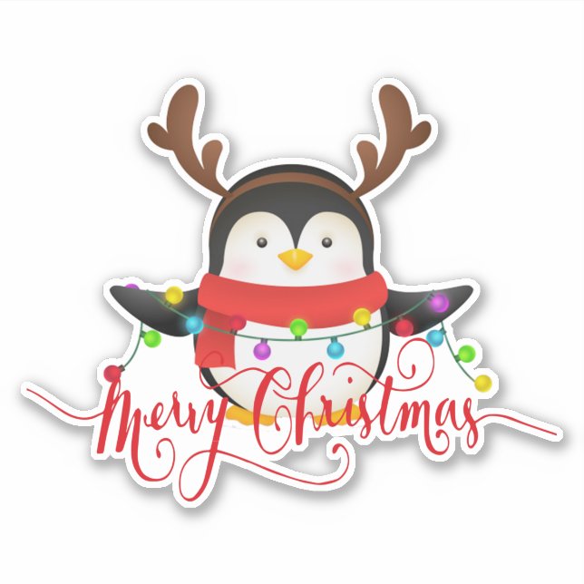 Feliz Navidad pingüino Pegatina (Anverso)