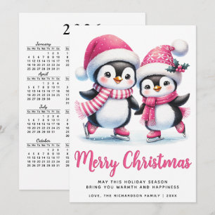 Feliz Navidad Pingüinos De Patinaje De Hielo De Co
