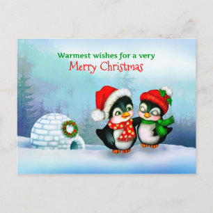 Feliz Navidad Pingüinos e Igloo en Nieve