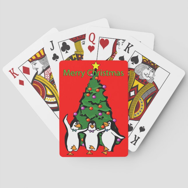 Feliz Navidad Pingüinos Felices Cartas de Juego de (Reverso)