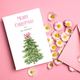 Feliz Navidad Pink y Green Minimal Holiday Card