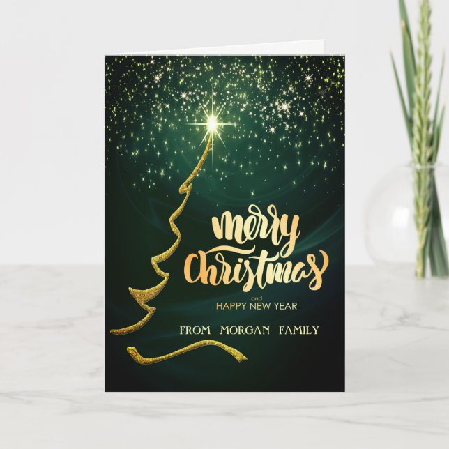 Feliz Navidad, Pino de Navidad dorado, Verde (Anverso)