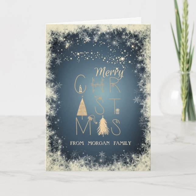 Feliz Navidad Pinos Copos de Nieve Verde (Anverso)