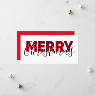 Feliz Navidad Plaid Rojo Búfalo y Caligrafía