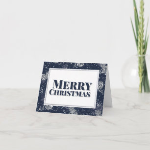 Feliz Navidad Plata Pinecones Noche de Nieve