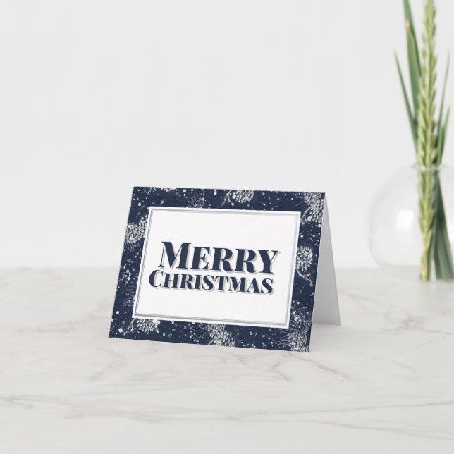 Feliz Navidad Plata Pinecones Noche de Nieve (Anverso)