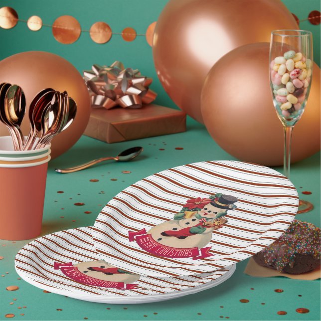 Feliz Navidad - Plato de papel de muñeco de nieve  (Multi)