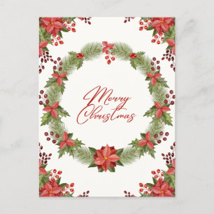 Feliz Navidad Poinsettia Roja y Berries