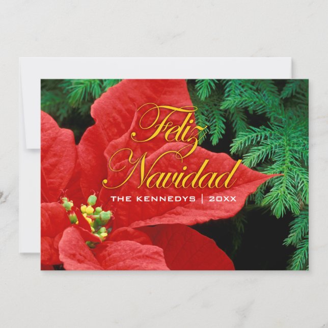 Feliz Navidad - Poinsettia Rojo y Flor Bow (Anverso)