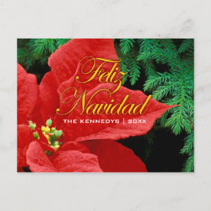 Feliz Navidad - Poinsettia Rojo y Flor Bow