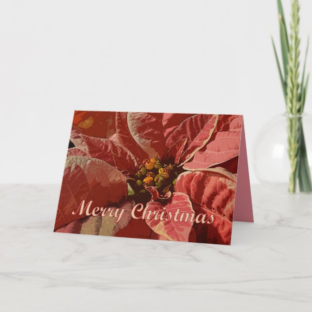 Feliz Navidad Poinsettias rosa y crema (Anverso)