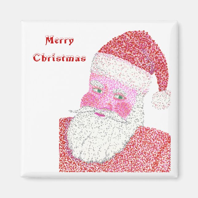 Feliz Navidad, Pointillism Santa imanes (Frente)