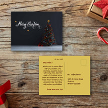 Feliz Navidad Post con tarjeta moderna y clásica