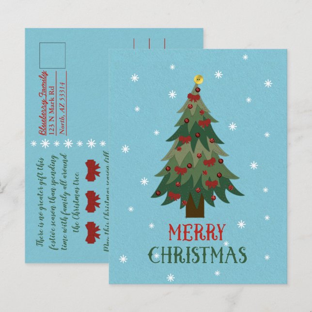Feliz Navidad - Postal de árbol de Navidad (Anverso / Reverso)