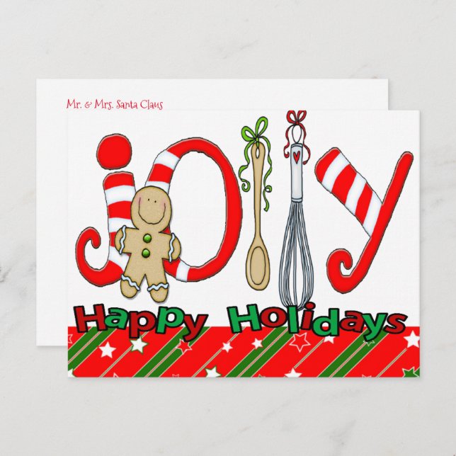 Feliz Navidad postales Joy Gingerbread (Anverso / Reverso)