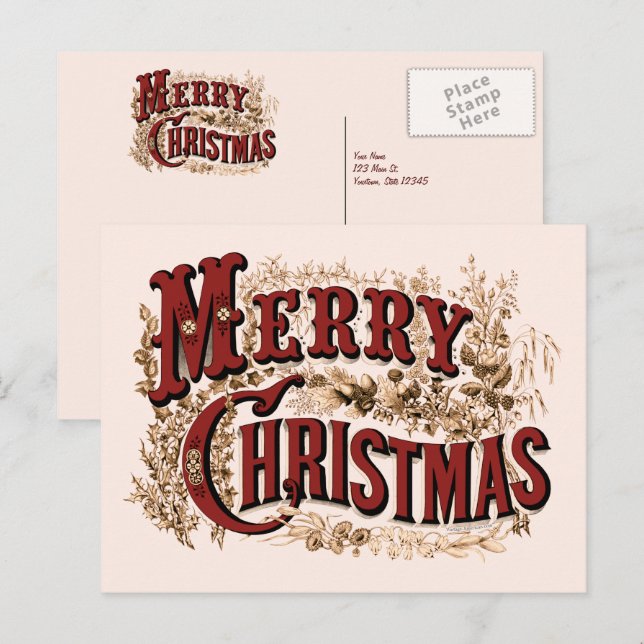 Feliz Navidad - Postales roja y dorada (Anverso / Reverso)