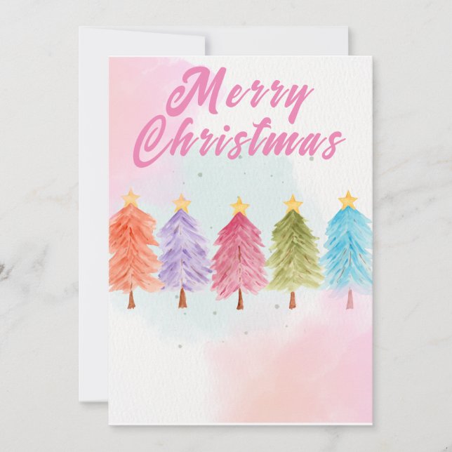 feliz navidad preciosos árboles de acuarela (Anverso)