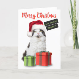 Feliz Navidad Profesor Gato Lindo Con Regalos