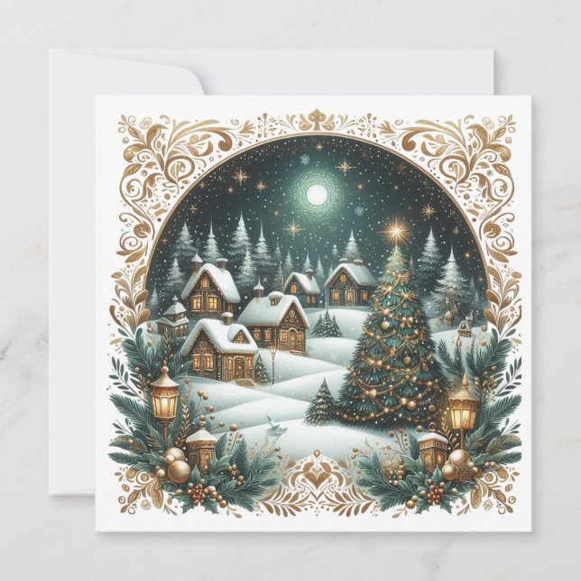 Feliz Navidad & Pueblo de Navidad Personalizado (Anverso)