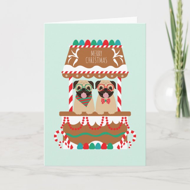 Feliz Navidad Pug Holiday Stand Dogs (Anverso)