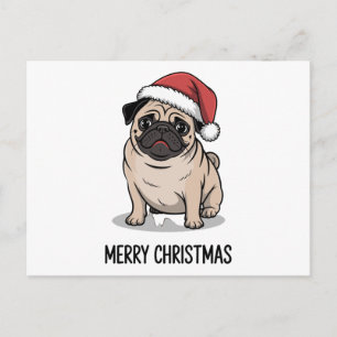 Feliz Navidad Pug Perro Santa Sombrero Temporada d