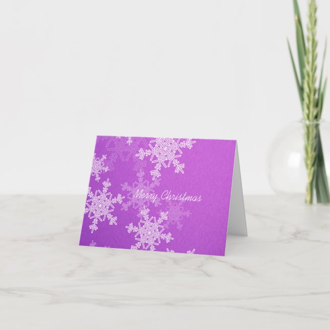 Feliz Navidad Purple White Snflakes Minimalista (Anverso)