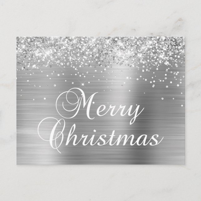 Feliz Navidad Purpurina Plateada Falsa Lámina (Anverso)