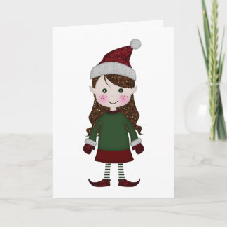 Feliz Navidad Purpurinoso Elf Chica Invierno Verde
