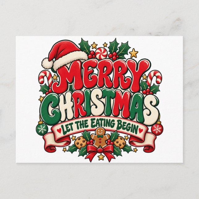 Feliz Navidad Que Comience La Comida Postal De Fes (Anverso)