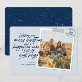 Feliz Navidad Real Abrazos de guión foto de la mar