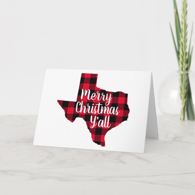Feliz Navidad Red and Black Buffalo Plaid Texas (Anverso)